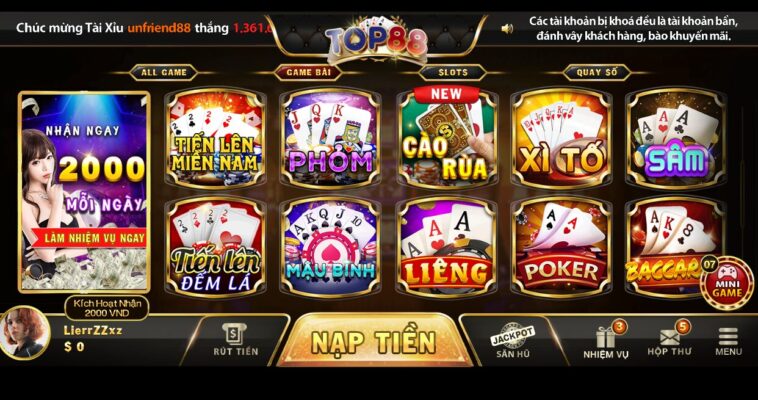 Nơi thảo sức đam mê như sòng bài thực thụ gọi tên Casino Top88